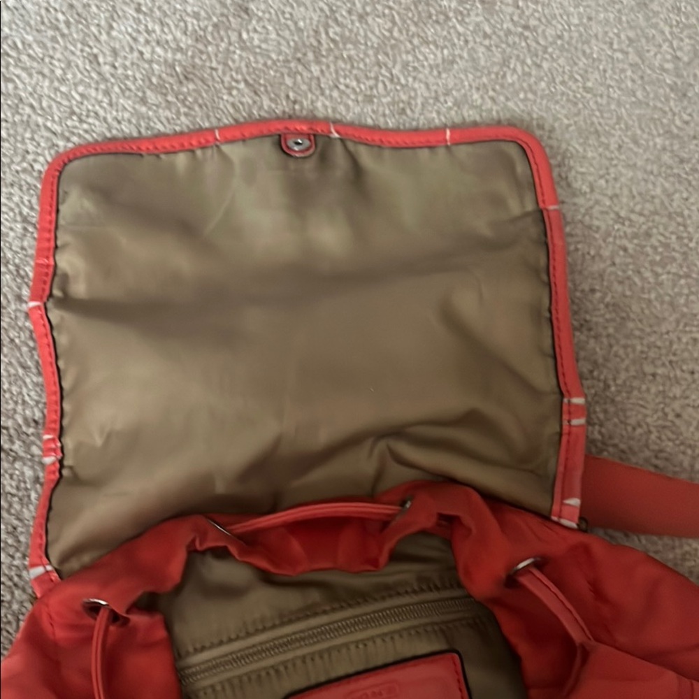 Coach Orange Backpack With Drawstring Closure And… - image 7